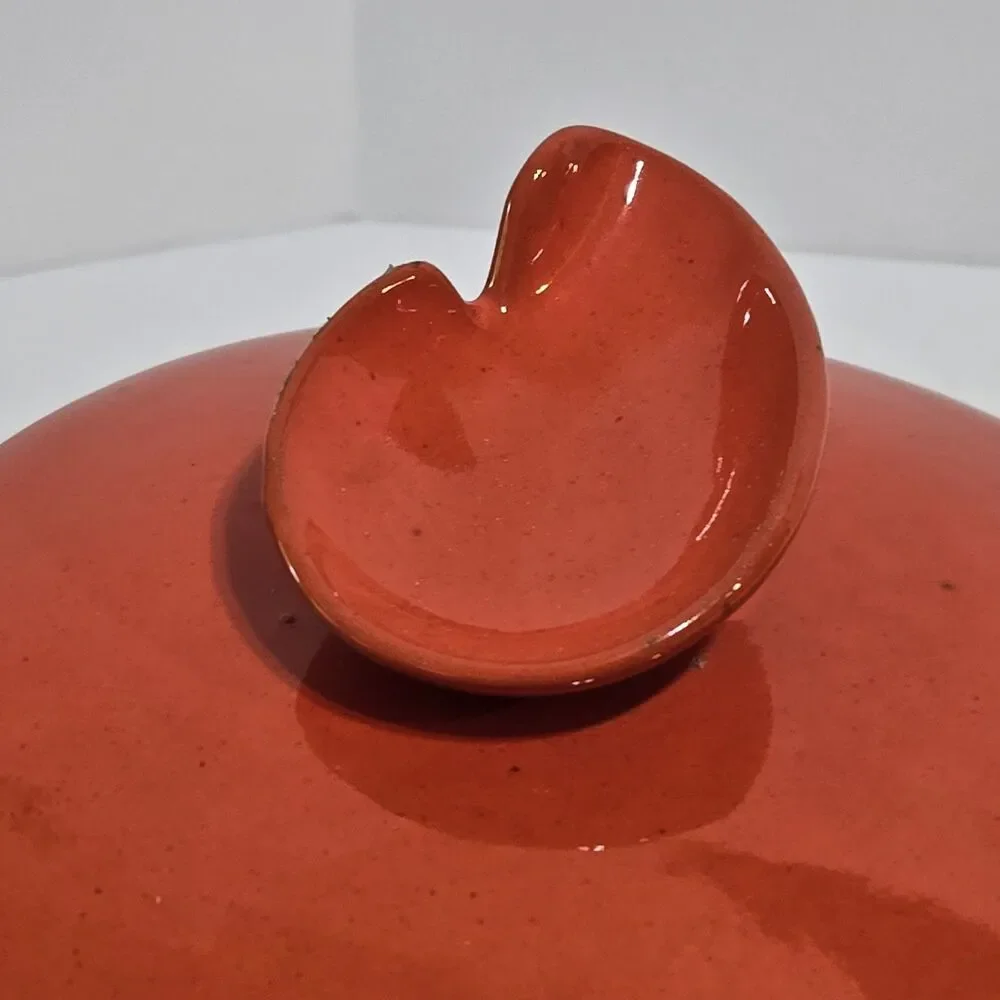 Vintage ~ FRANKOMA ~ 4V Bean Pot Ceramic Casserole Dish‎ ~ Red rustic MCM